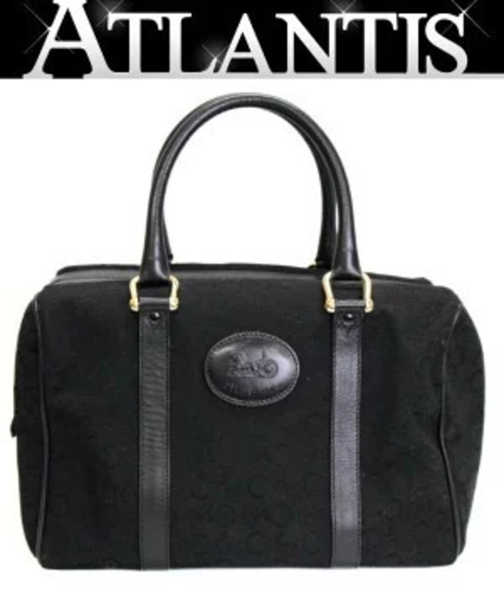 Celine C Macadam Boston Bag Canvas x Leather Black